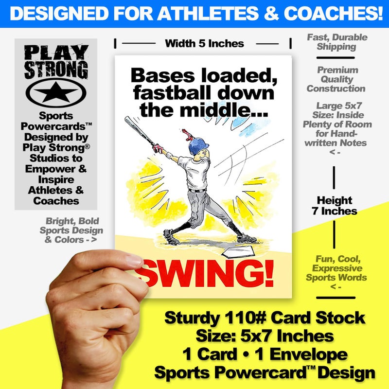 Play Strong BASEBALL BIRTHDAY Card 1-Pack (5x7) â€“ Illustrated Sports Greeting Card with Envelope â€“ Perfect for Baseball Players, Coaches & Fans â€“ Great for Birthdays, Gifts & Team Parties - Image 2